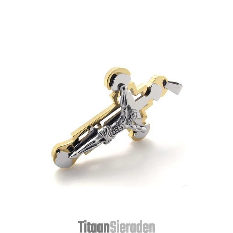 Jezus Gouden Titanium Kruis Hanger Jezus Gouden Titanium Kruis Hanger