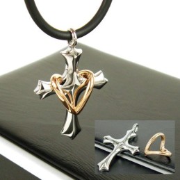 Man Hart Kruis Pure Titanium Hanger-Gratis Ketting