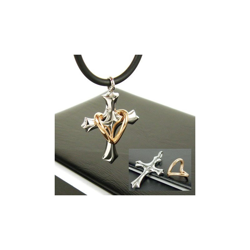 Man Hart Kruis Pure Titanium Hanger-Gratis Ketting Man Hart Kruis Pure Titanium Hanger-Gratis Ketting