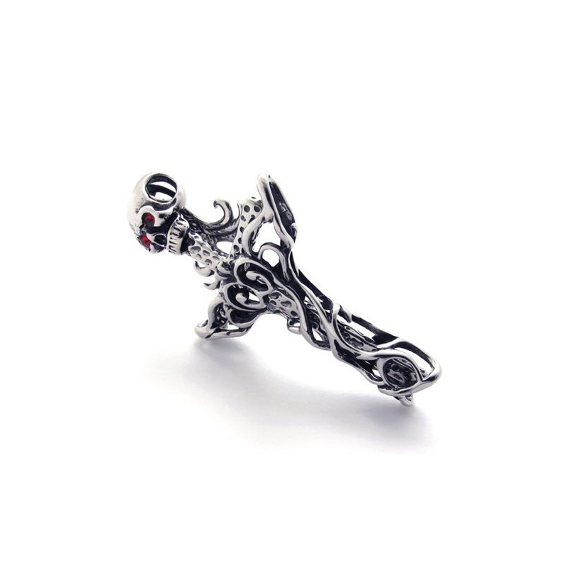 Kruisschedel Met Rode Diamant Titanium Hanger Kruisschedel Met Rode Diamant Titanium Hanger