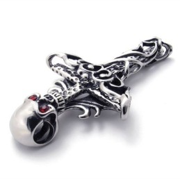 Kruisschedel Met Rode Diamant Titanium Hanger
