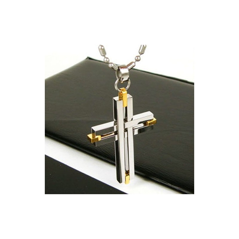 Man Shining Cross Pure Titanium Hanger Ketting Gratis Ketting