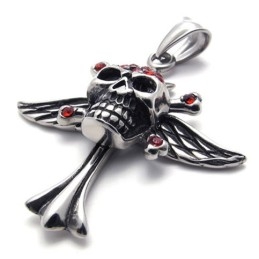 Kruisschedel Rode Diamant Titanium Hanger