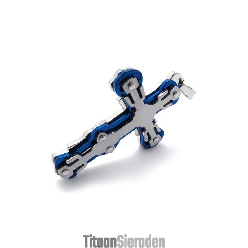 Blauwe Titanium Kruishanger