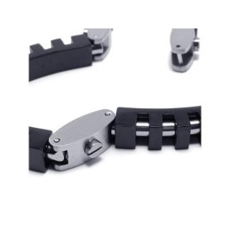 Heren Jongens Zwarte Zilveren Pure Titanium Bedelarmband