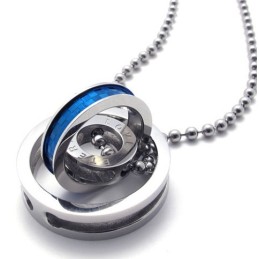 Blauwe Accenten Met Meerdere Ringen Voor Geliefden, Titanium Hanger