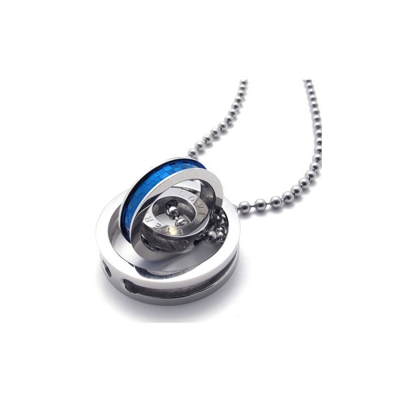 Blauwe Accenten Met Meerdere Ringen Voor Geliefden, Titanium Hanger Blauwe Accenten Met Meerdere Ringen Voor Geliefden, Titanium Hanger