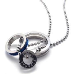 Blauwe Accenten Met Meerdere Ringen Voor Geliefden, Titanium Hanger