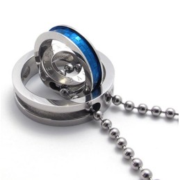 Blauwe Accenten Met Meerdere Ringen Voor Geliefden, Titanium Hanger