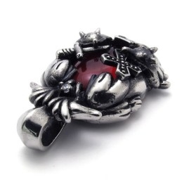 Kruis Rode Edelsteen Titanium Hanger