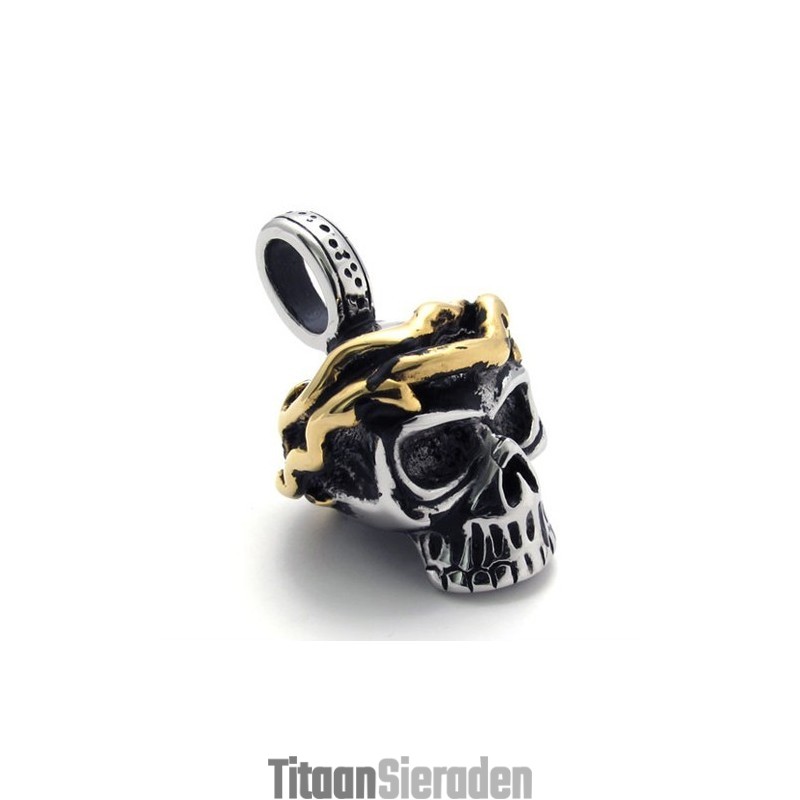 Gouden Accent Schedel Titanium Hanger Gouden Accent Schedel Titanium Hanger