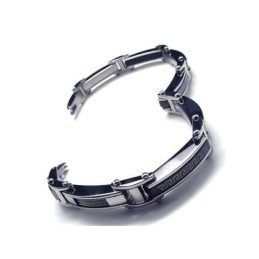 Heren Jongens Zilver Zwart Pure Titanium Bedelarmband