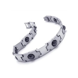 Herenjongens Zilveren Zwarte Pure Titanium Magnetische Armband
