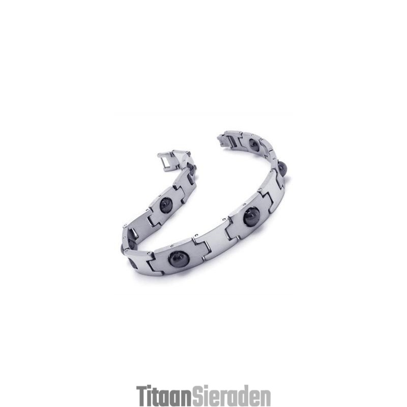 Herenjongens Zilveren Zwarte Pure Titanium Magnetische Armband