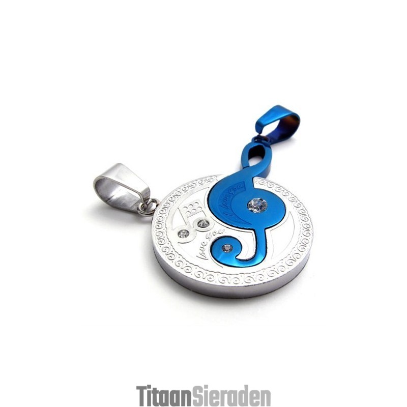 Titanium Hanger Met Blauwe Muzieknootliefhebbers Titanium Hanger Met Blauwe Muzieknootliefhebbers