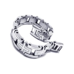 Heren Jongens Zilveren Pure Titanium Bedel Kruis Armband