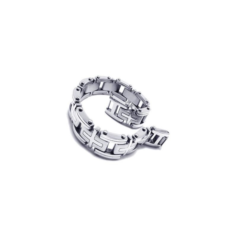 Heren Jongens Zilveren Pure Titanium Bedel Kruis Armband Heren Jongens Zilveren Pure Titanium Bedel Kruis Armband