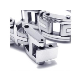 Heren Jongens Zilveren Pure Titanium Bedel Kruis Armband