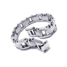Heren Jongens Zilveren Pure Titanium Bedel Kruis Armband