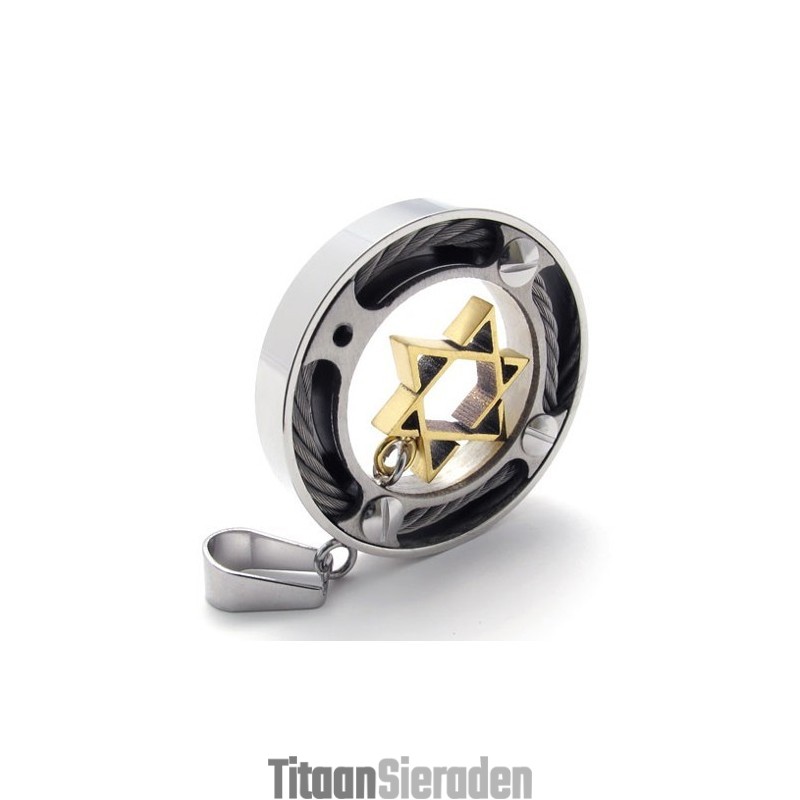 Kabelring Gouden Ster Lovers Titanium Hanger Kabelring Gouden Ster Lovers Titanium Hanger