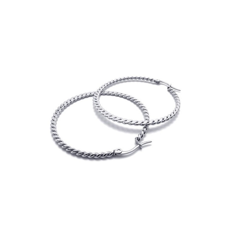 Ring Vlecht Titanium Oorbellen Ring Vlecht Titanium Oorbellen