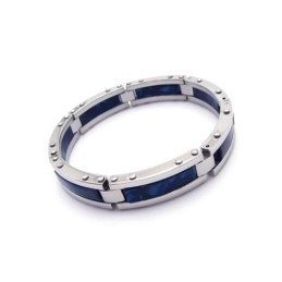 Heren Armband Van Blauw Zilverkleurig Puur Titaniumrubber