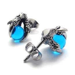 Klauwblauwe Edelsteen Titanium Oorbellen