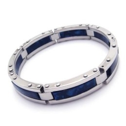 Heren Armband Van Blauw Zilverkleurig Puur Titaniumrubber