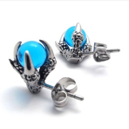 Klauwblauwe Edelsteen Titanium Oorbellen