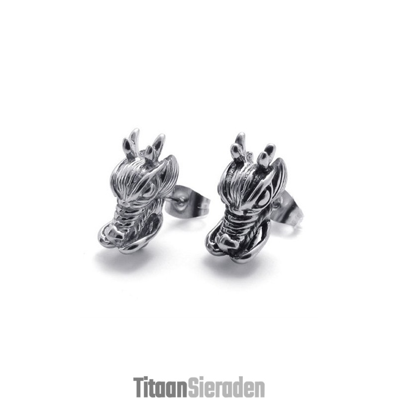 Chinese Draak Titanium Oorbellen