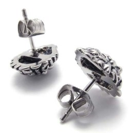 Leeuw Met Blauwe Diamant Titanium Oorbellen