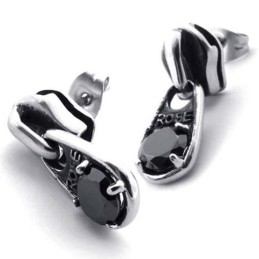 Zwarte Diamanten Titanium Oorbellen