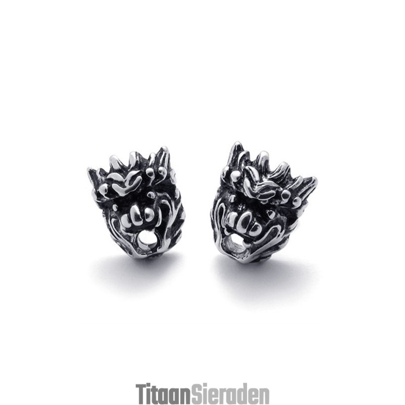 Leeuwenkop Titanium Oorbellen
