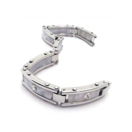 Heren Witte Zilveren Armband Van Puur Titanium, Rubberen Armband
