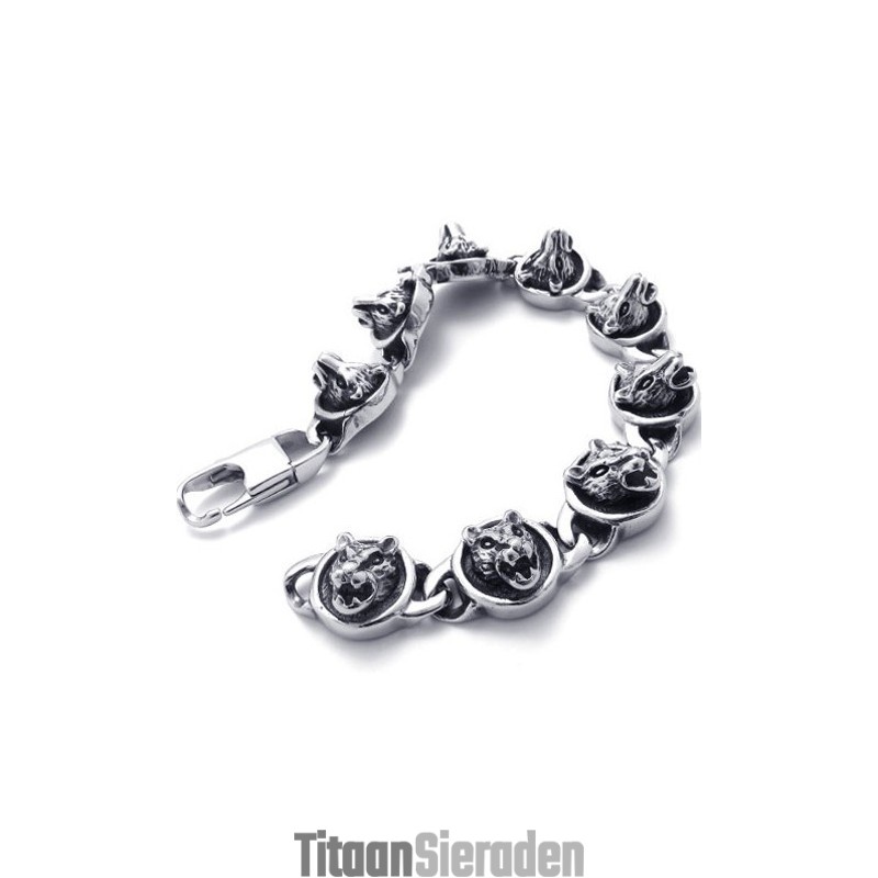 8,3 Inch Katten Titanium Armband