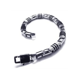 Heren Zilveren Zwarte 316L Puur Titanium Armband