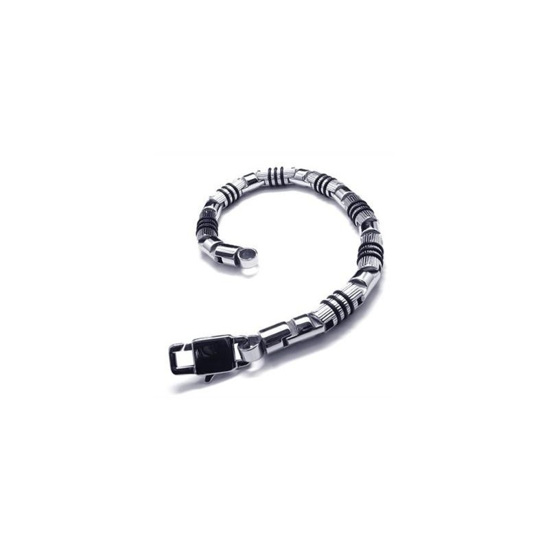 Heren Zilveren Zwarte 316L Puur Titanium Armband