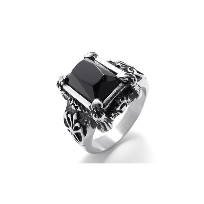 Zwarte Edelsteen Titanium Ring