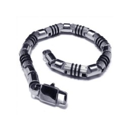 Heren Zilveren Zwarte 316L Puur Titanium Armband