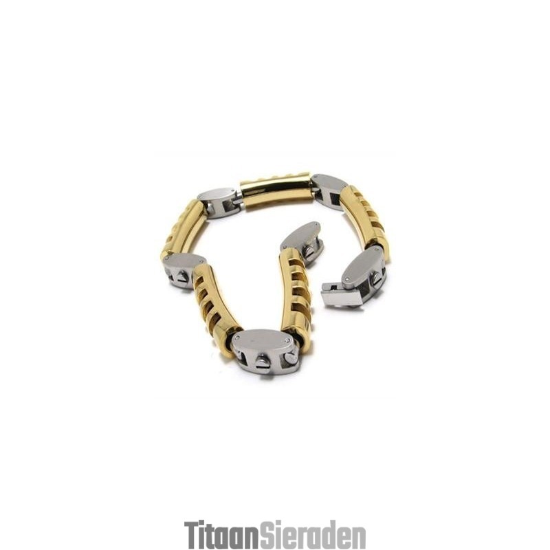Heren Jongens Gouden Zilveren Bedel Pure Titanium Armband