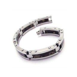 Heren Zwarte Puur Titanium Rubberen Bedelarmband