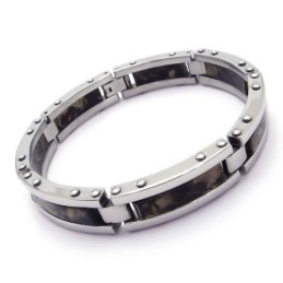 Heren Zwarte Puur Titanium Rubberen Bedelarmband