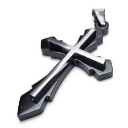 Heren Zwarte Hanger Met Kruis Van Puur Titanium (Nieuw)