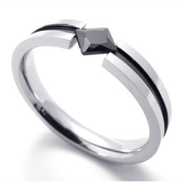 Mode Zwarte Edelsteen Titanium Ring