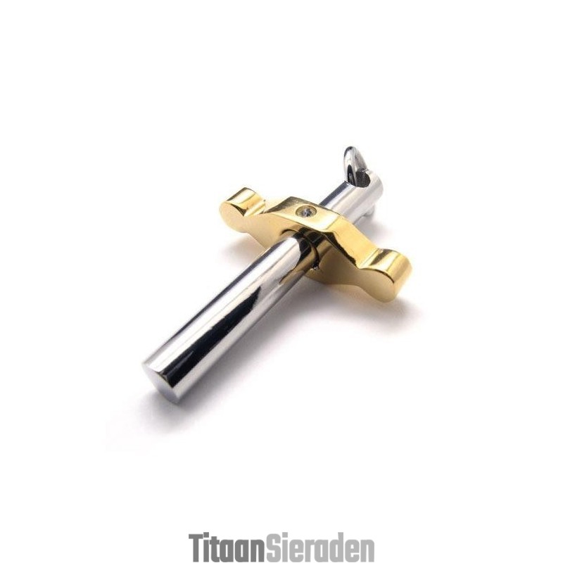 Gouden En Zilveren Hanger Met Kruis Van Puur Titanium Gouden En Zilveren Hanger Met Kruis Van Puur Titanium