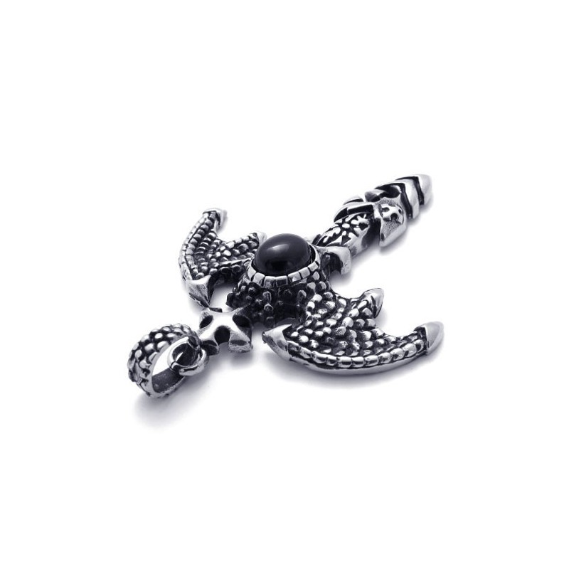 Titanium Vleermuishanger Met Zwarte Zirkoon