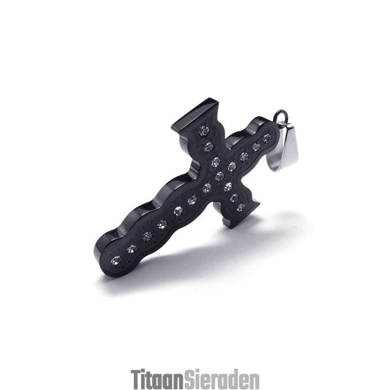 Zwarte Hanger Van Puur Titanium Met Kruisketting Voor Heren Zwarte Hanger Van Puur Titanium Met Kruisketting Voor Heren