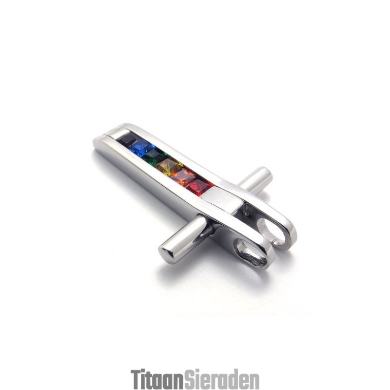 Titanium Hanger Met Kleurrijke Zirkonen Titanium Hanger Met Kleurrijke Zirkonen