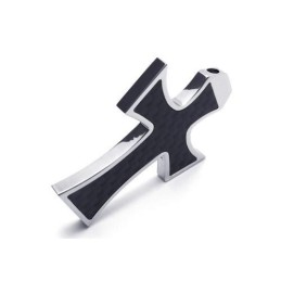 Heren Zwart Zilver Puur Titanium Kruis Hanger Ketting