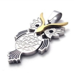 Titanium Zilveren En Gouden Uil Hanger